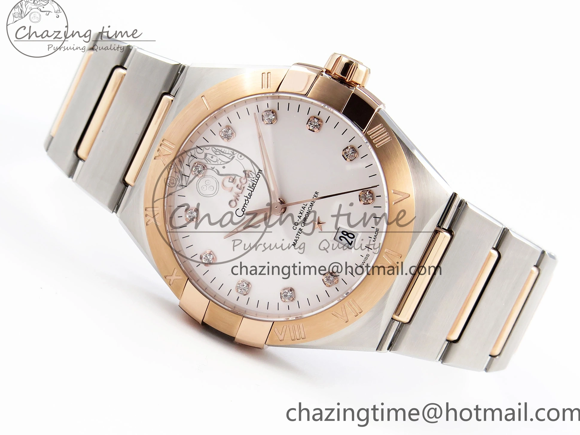 0511 Constellation 39mm SS RG ASWF 1:1 Best Edition White Diamonds Dial on SS RG Bracelet A Minimalist 7772